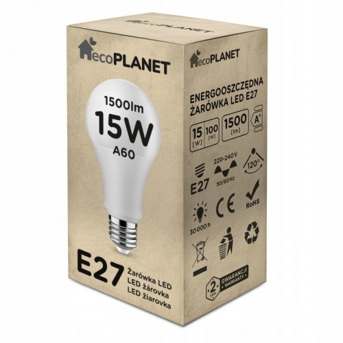 Żarówka LED GLS E27 15W 3000K 1500lm A60 biała ciepła