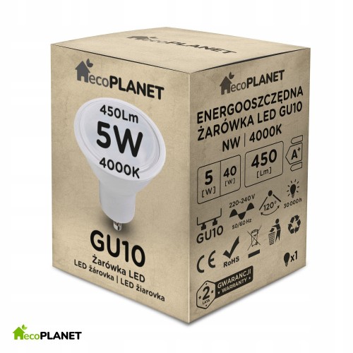 Żarówka LED ecoPLANET GU10 450 lm 5 W 4000 K