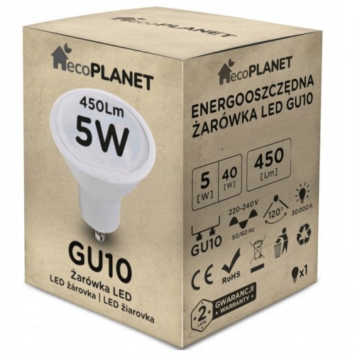 Żarówka LED GU10 5W 450lm CIEPŁA 3000K halogenowa