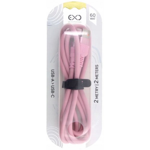 Kabel eXc USB-A USB-C WHIPPY Pro, 2 m. 60W, pastelowy, eXc