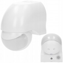 Czujnik Ruchu Regulacja Pion Poziom Zewnętrzny  180st LED 1200W Natynkowy biały