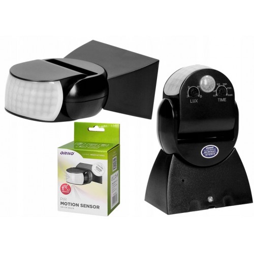 Czujnik Ruchu PIR LED Dwa Sensory Hermetyczny 180/360st 1200W IP65 Czarny