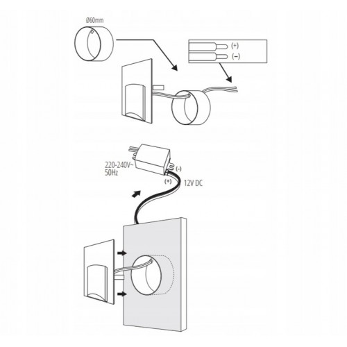 Lampa Schodowa LED Oprawa 12V ERINUS Biała Neutralna 4000K Czarna KANLUX