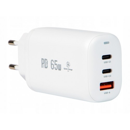 ŁADOWARKA SIECIOWA SZYBKA USB 2xUSB-C 65W SZYBKA QC4+ PD