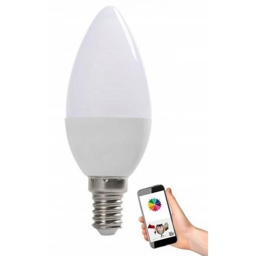 ŻARÓWKA LED ŚWIECZKA ŚCIEMNIANA SMART E14 6W RGB Alexa Google