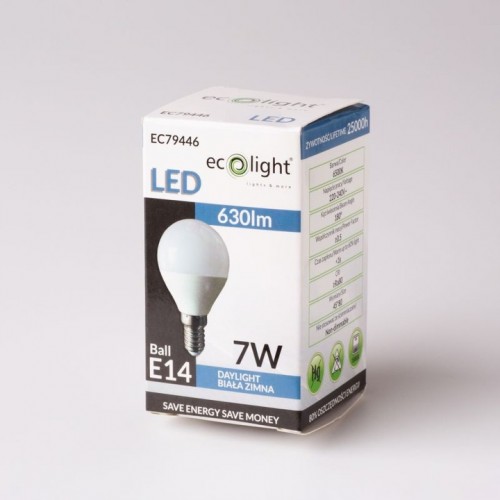 ŻARÓWKA LED LAMPA KULKA GOLF BALL E14 7W (60W) 630lm zimna