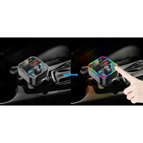 TRANSMITER FM BLUETOOTH MP3 SD ŁADOWARKA 2xUSB SZYBKIE ŁADOWANIE QC3.0 RGB