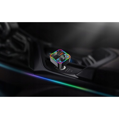 TRANSMITER FM BLUETOOTH MP3 SD ŁADOWARKA 2xUSB SZYBKIE ŁADOWANIE QC3.0 RGB