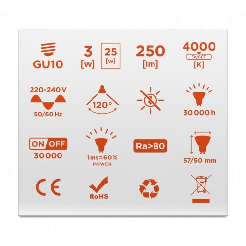 Żarówka LED GU10 3W barwa naturalna EcoPLANET