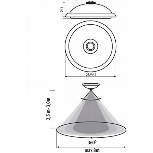 Plafon sufitowy z czujnikiem okrągły biały Kanlux