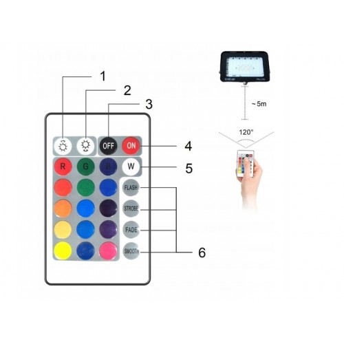 Naświetlacz LED Halogen Lampa RGB pilot biały zimny 2070 lm 20 W