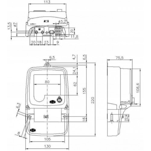 Licznik jednofazowy elektroniczny 1F 12EA5m 5/60a