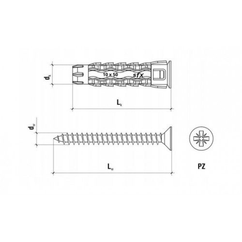 KOŁKI UNIWERSALNE 8x40mm Z WKRĘTEM 60mm BLISTER 8 sztuk