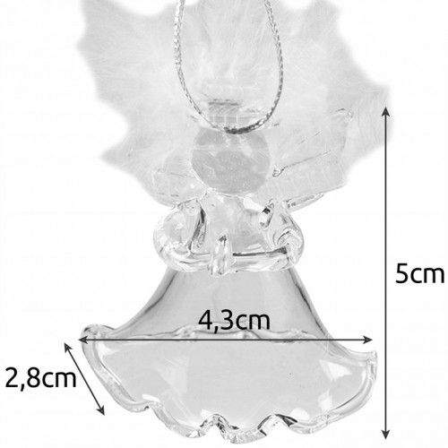 Bombka przezroczysta Aniołek szklana na choinkę 5 cm 6 szt.