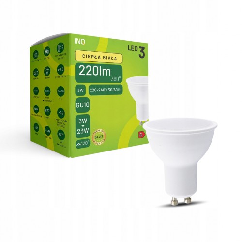 ŻARÓWKA LED SMD 3W GU10 230V BARWA BIAŁA CIEPŁA