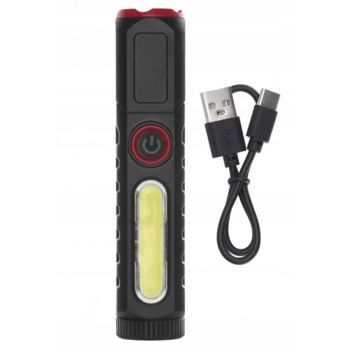 Latarka LED Kieszonkowa Taktyczna COB 4 tryby Świecenia USB