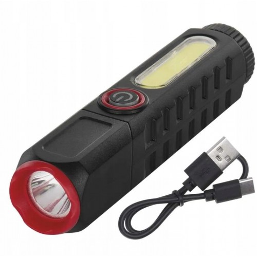 Latarka LED Kieszonkowa Taktyczna COB 4 tryby Świecenia USB