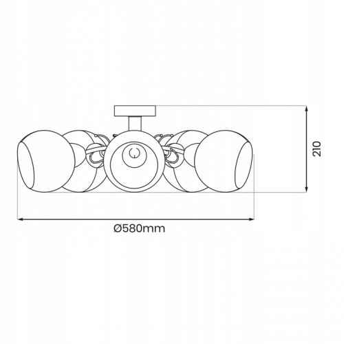 Lampa sufitowa szklane klosze żyrandol chrom OSLO 5xE27 z kloszami