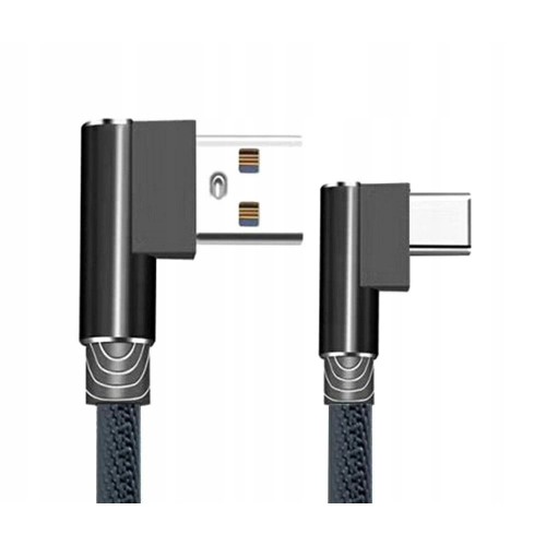 KABEL USB – USB-C KĄTOWY 90 SZYBKIE ŁADOWANIE QC 2A MOCNY OPLOT 1M KK21P