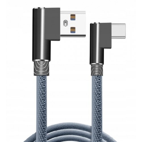 KABEL USB – USB-C KĄTOWY 90 SZYBKIE ŁADOWANIE QC 2A MOCNY OPLOT 1M KK21P