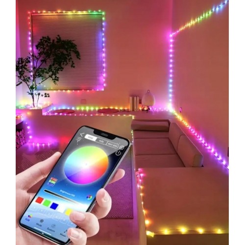 Lampki Choinkowe Taśma LED Pasek Aplikacja 200 LED RGB Pilot Bluetooth 10m