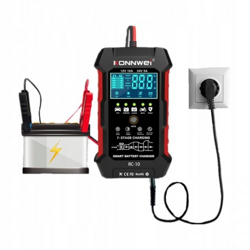 PROSTOWNIK SAMOCHODOWY AUTOMATYCZNY 12V 24V LCD CYFROWY Z FUNKCJĄ NAPRAWY