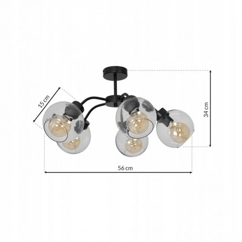 Lampa sufitowa SOFIA CLEAR 5xE27 pająk kulisty klosz elegancka 5-punktowa