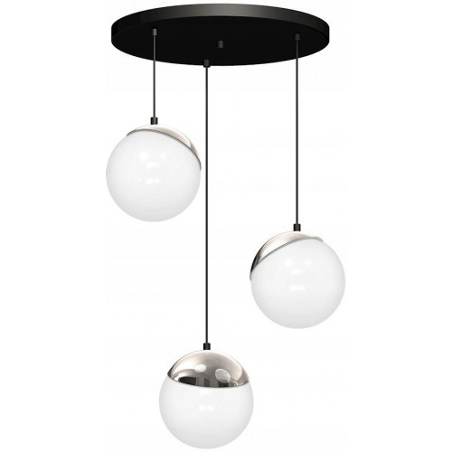 Lampa wisząca 3 białe kule 3xE14 SFERA BLACK/CHROME MLP8884 EKO-LIGHT