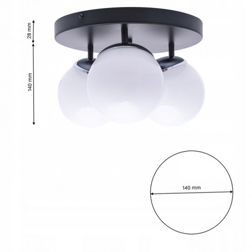 LAMPA SUFITOWA SPOT OKRĄGŁY Z KULAMI SFERA CZARNA-CHROM 3XE14 MLP8874