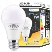 Żarówka LED E27 11W biały neutralny 4000K 230V czujnik ruchu mikrofalowy