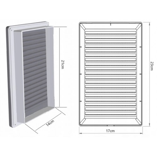 KRATKA WENTYLACYJNA Z RAMKĄ Z SIATKĄ GRAFITOWA 140x210