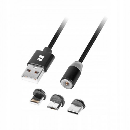 Kabel magnetyczny 3w1 ładowarka iphone micro USB C