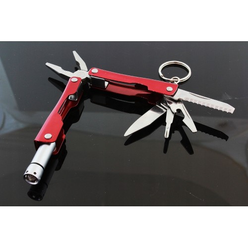 MULTITOOL NARZĘDZIE WIELOFUNKCYJNE NÓŻ SCYZORYK LATARKA ZESTAW ETUI AG486A