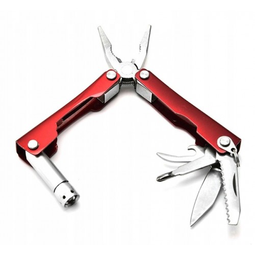 MULTITOOL NARZĘDZIE WIELOFUNKCYJNE NÓŻ SCYZORYK LATARKA ZESTAW ETUI AG486A