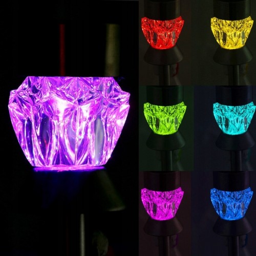 Lampka solarna led ogrodowa wbijana lampka kryształek rgb
