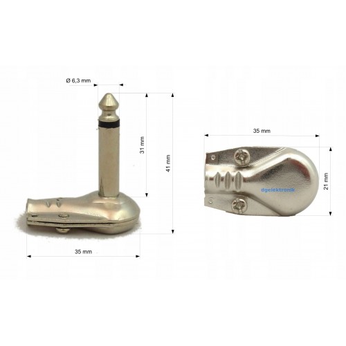 Wtyk Jack 6,3mm mono metalowy kątowy