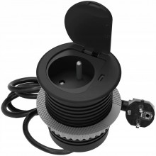 GNIAZDO CHOWANE W BLAT 230V USB C GNIAZDKO WPUSZCZANE Z POKRYWĄ CZARNE 1,9m