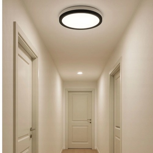 Plafoniera sufitowa Lampa okrągła na 3 żarówki E27 w czarnej obudowie IDEUS