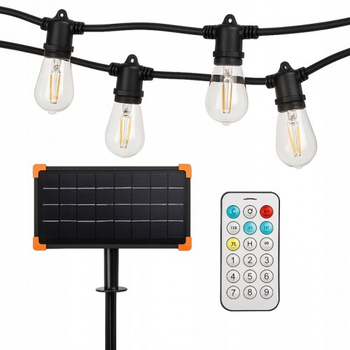 Girlanda oświetleniowa solarna sznur 20 m, 20 opraw + 20 żarówek LED 0,1W