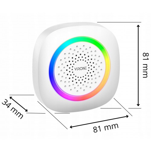 Dzwonek bezprzewodowy sieciowy 60 dźwięków LED RGB 300m biały PELA DB-7/W
