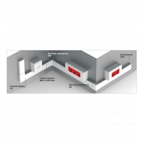 ZAKOŃCZENIE LISTWY KANAŁU 25x40 40x40 AKS ZIELONKA 111419 ZAK 40 PVC BIAŁY