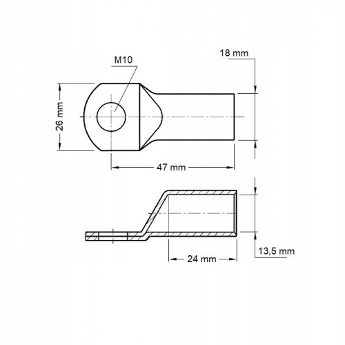 Końcówka Kablowa Oczkowa Rurkowa Cynowana KOR 95mm2 M10 Ergom 1 szt