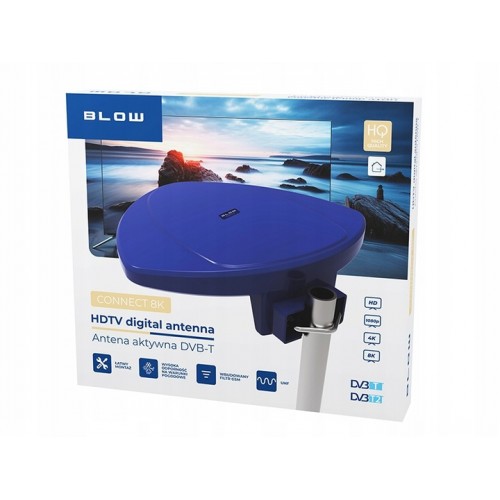 ANTENA ZEWNĘTRZNA AKTYWNA DVB-T2 HD TV 8K MUX8 FILTR GSM UHF + ZASILACZ