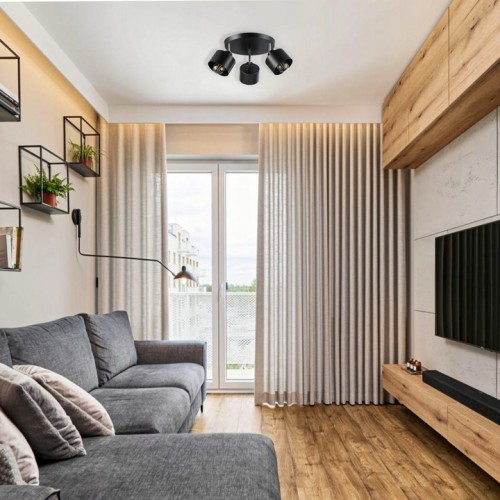 Lampa led wisząca plafon spot reflektor regulowany elza oprawa loft e27 3p czarna