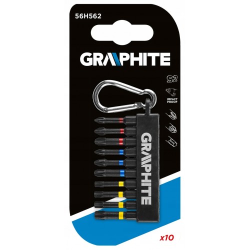 GRAPHITE ZESTAW 10szt BITÓW UDAROWYCH 50mm PH/PZ1-2-3 TX25-27-30-40 56H562