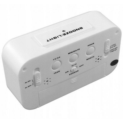 ZEGAR BUDZIK TERMOMETR WYŚWIETLACZ LCD PODŚWIETLENIE CYFROWY 3x AAA AK240C