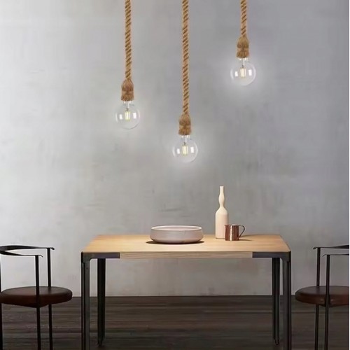 LAMPA SUFITOWA WISZĄCA LOFT INDUSTRIAL ŻYRANDOL SZNUR JUTOWY 1x E27 ZD151B