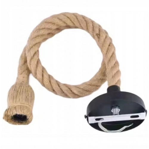 LAMPA SUFITOWA WISZĄCA LOFT INDUSTRIAL ŻYRANDOL SZNUR JUTOWY 1x E27 ZD151B