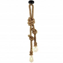 LAMPA SUFITOWA WISZĄCA LOFT INDUSTRIAL ŻYRANDOL SZNUR JUTOWY 2x E27 ZD151A