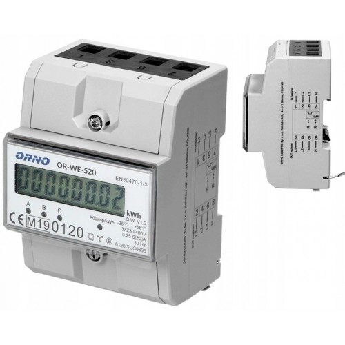 Licznik Podlicznik Energii Elektrycznej Prądu 3-Fazowy elektroniczny 80A